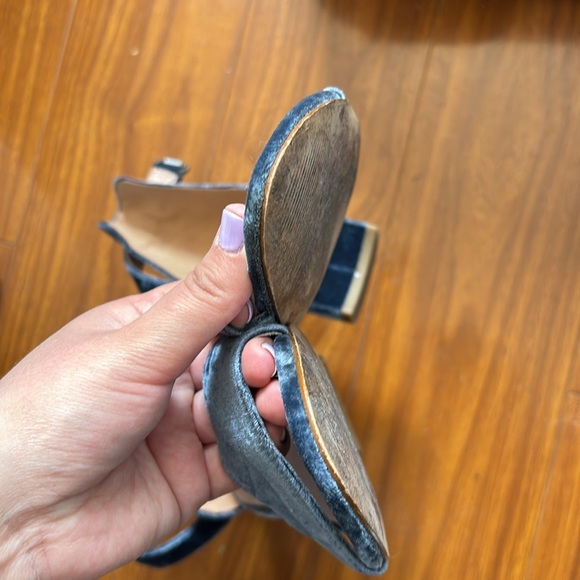 Madewell Blue Velvet Ankle Strap Heels - Picture 4 of 7